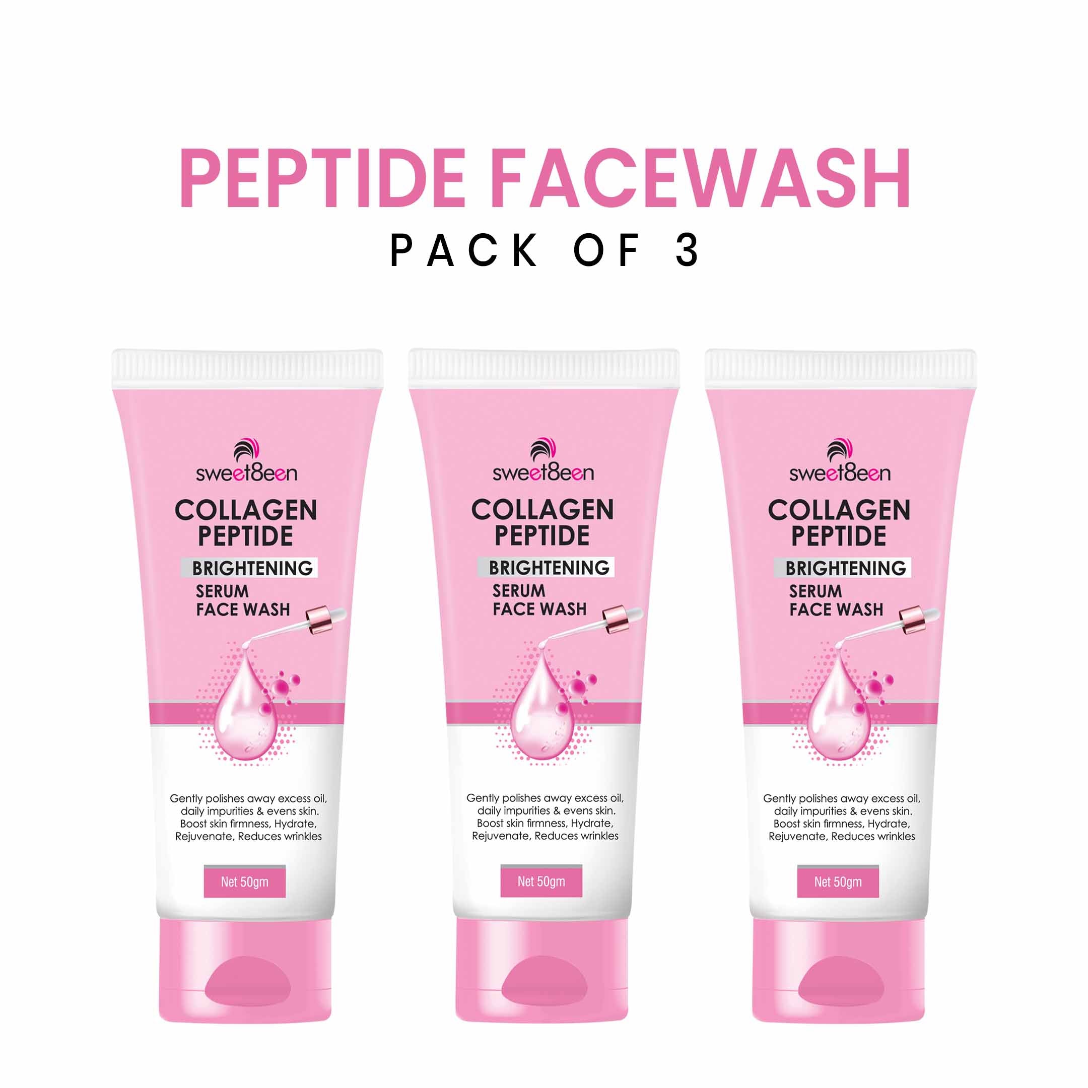 Collagen Peptide Brightening Serum FaceWash-Pack Of 3