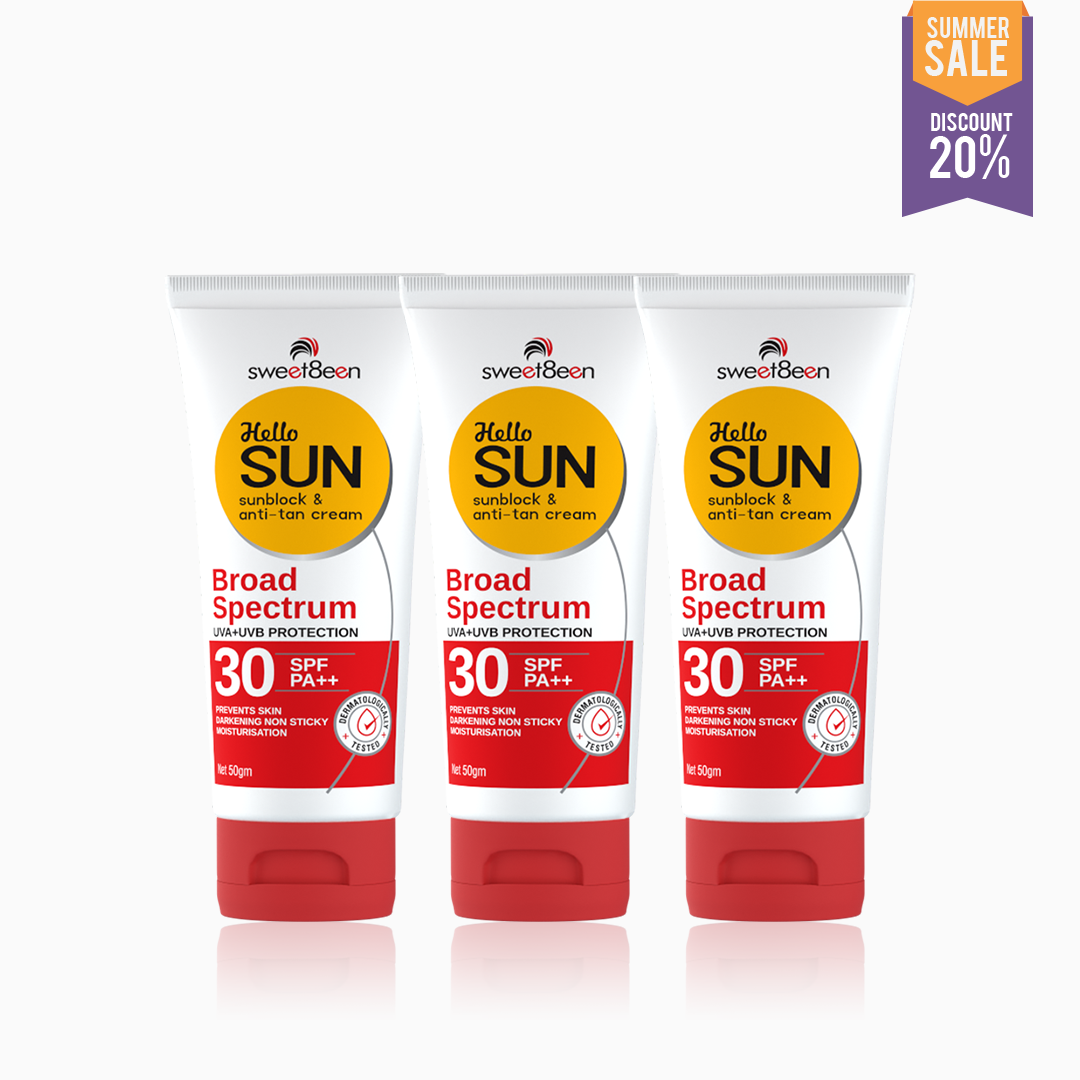 HelloSun Spf 30 Anti Tan SunBlock Cream-Pack Of 3