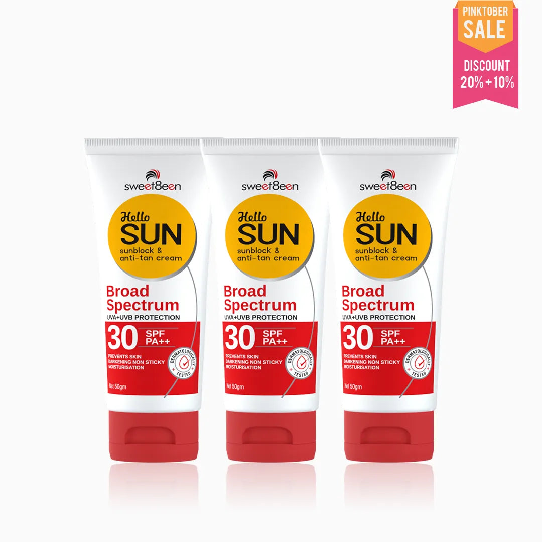 HelloSun Spf 30 Anti Tan SunBlock Cream-Pack Of 3