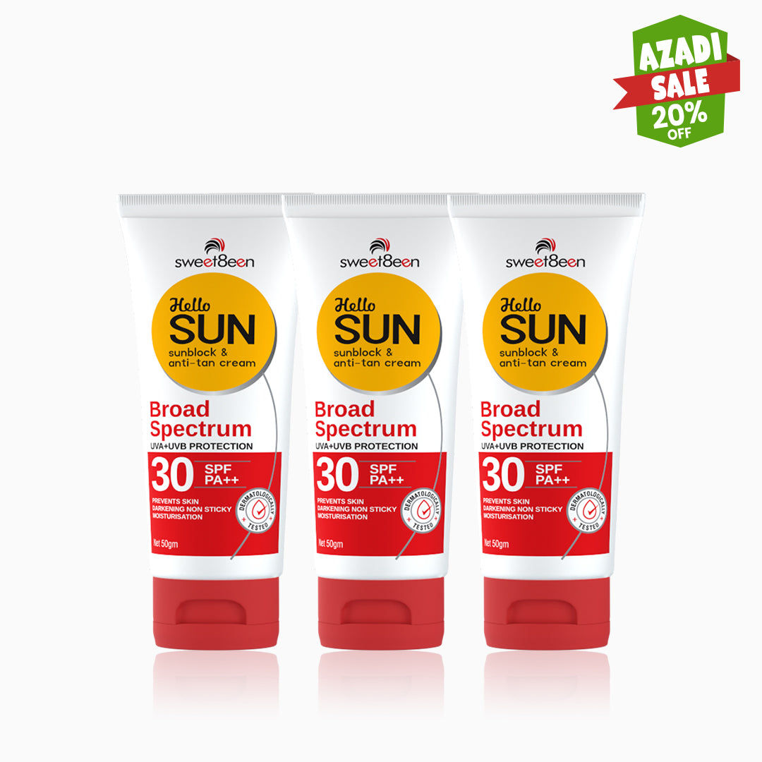 HelloSun Spf 30 Anti Tan SunBlock Cream-Pack Of 3