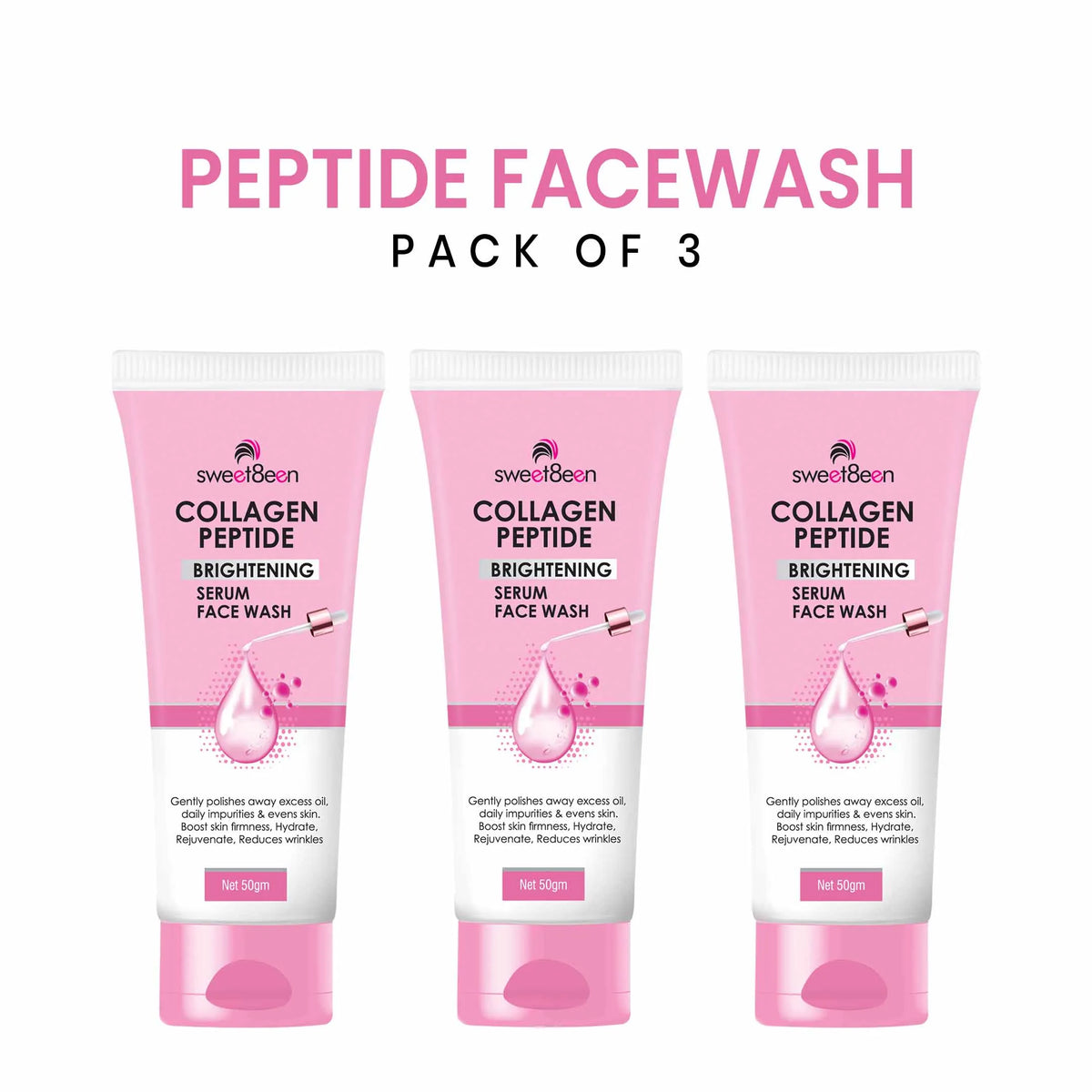Collagen Peptide Brightening Serum FaceWash-Pack Of 3