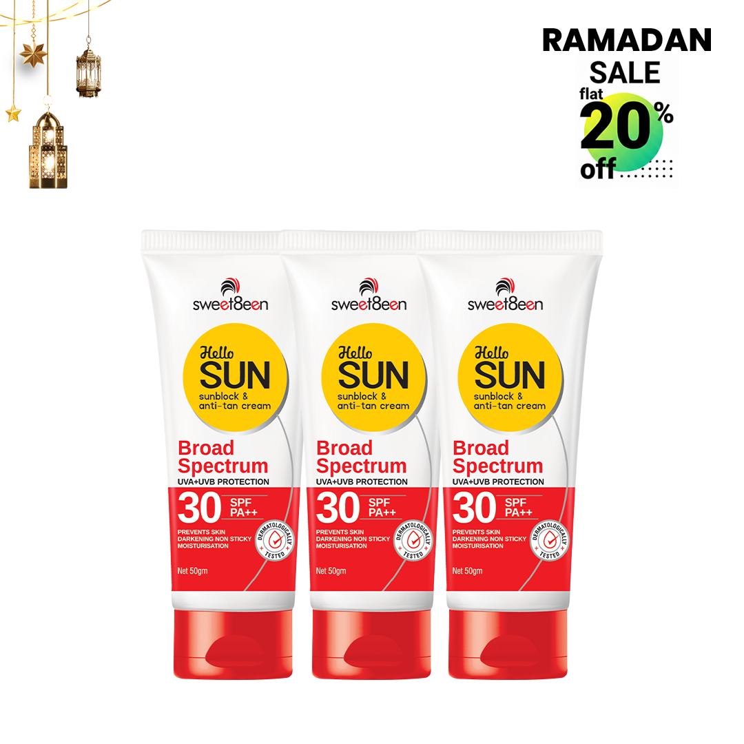 HelloSun Spf 30 Anti Tan SunBlock Cream-Pack Of 3