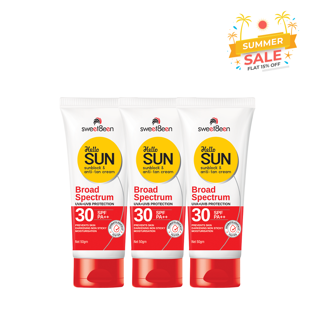 HelloSun Spf 30 Anti Tan SunBlock Cream-Pack Of 3