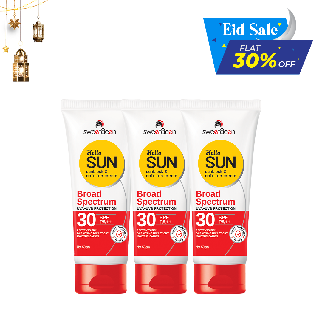 HelloSun Spf 30 Anti Tan SunBlock Cream-Pack Of 3